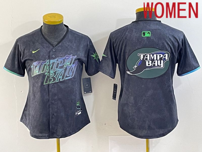 Women Tampa Bay Rays Blank Nike MLB Limited City Connect Black 2024 Jersey style 5->youth mlb jersey->Youth Jersey